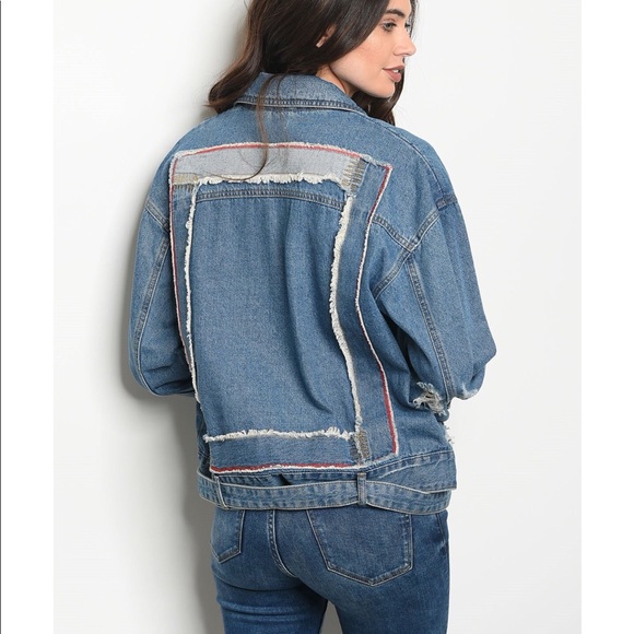 🔥MED ONLY🔥 Ladies Distressed Denim Jacket - Picture 2 of 2